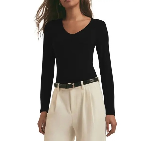 Favorite Daughter Tops - Favorite Daughter Black Long Sleeve Bodysuit